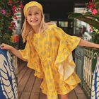 Girls Yellow Turtle Kaftan, 1, hi-res