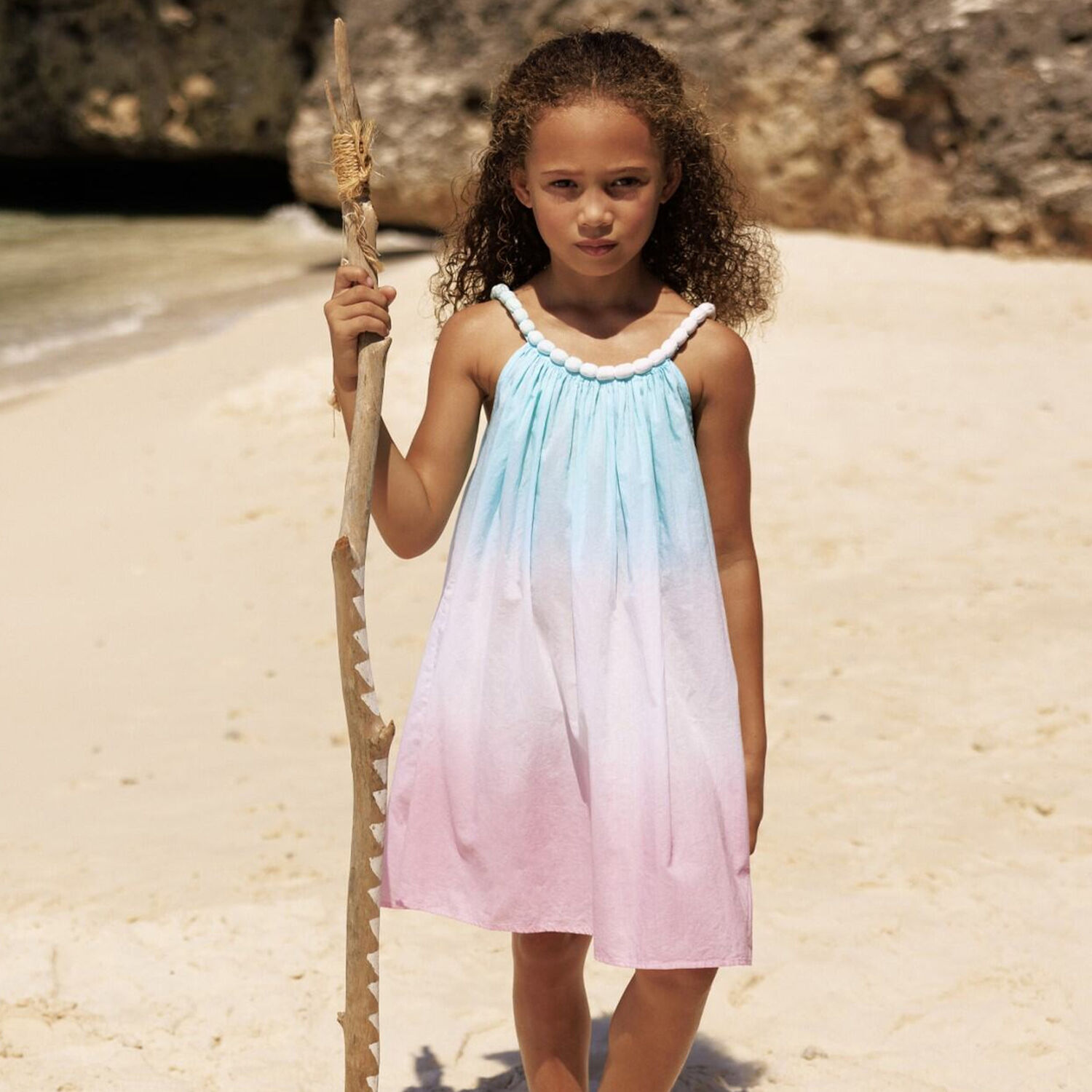 Girls Multi-Coloured Ombre Dress, 1, hi-res