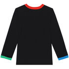 Boys Black Smile Long Sleeve Top, 1, hi-res