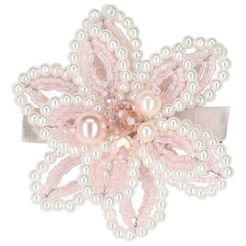 Girls Pink Flora Crystal & Pearl Flower Hair Clip