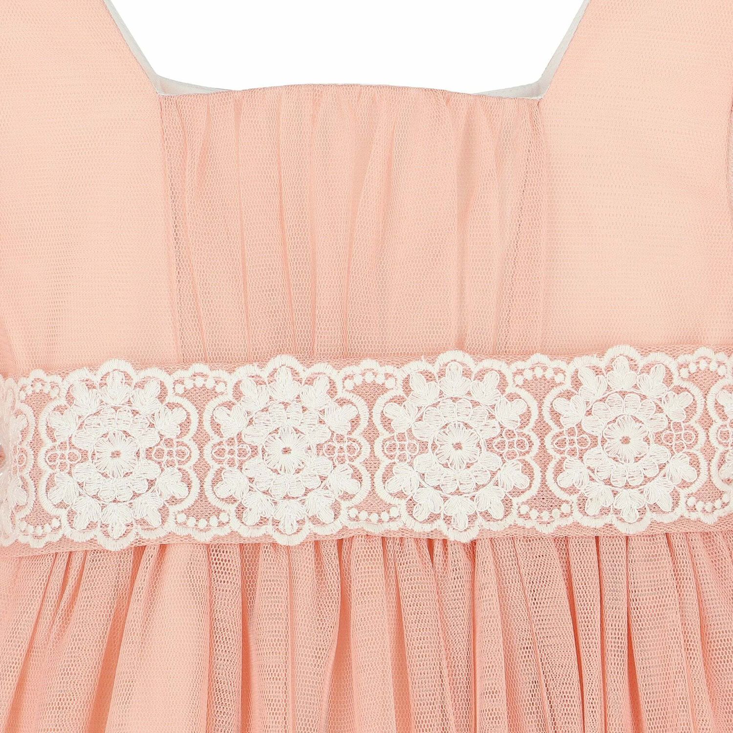 Girls Pink Tulle & Lace Dress, 1, hi-res