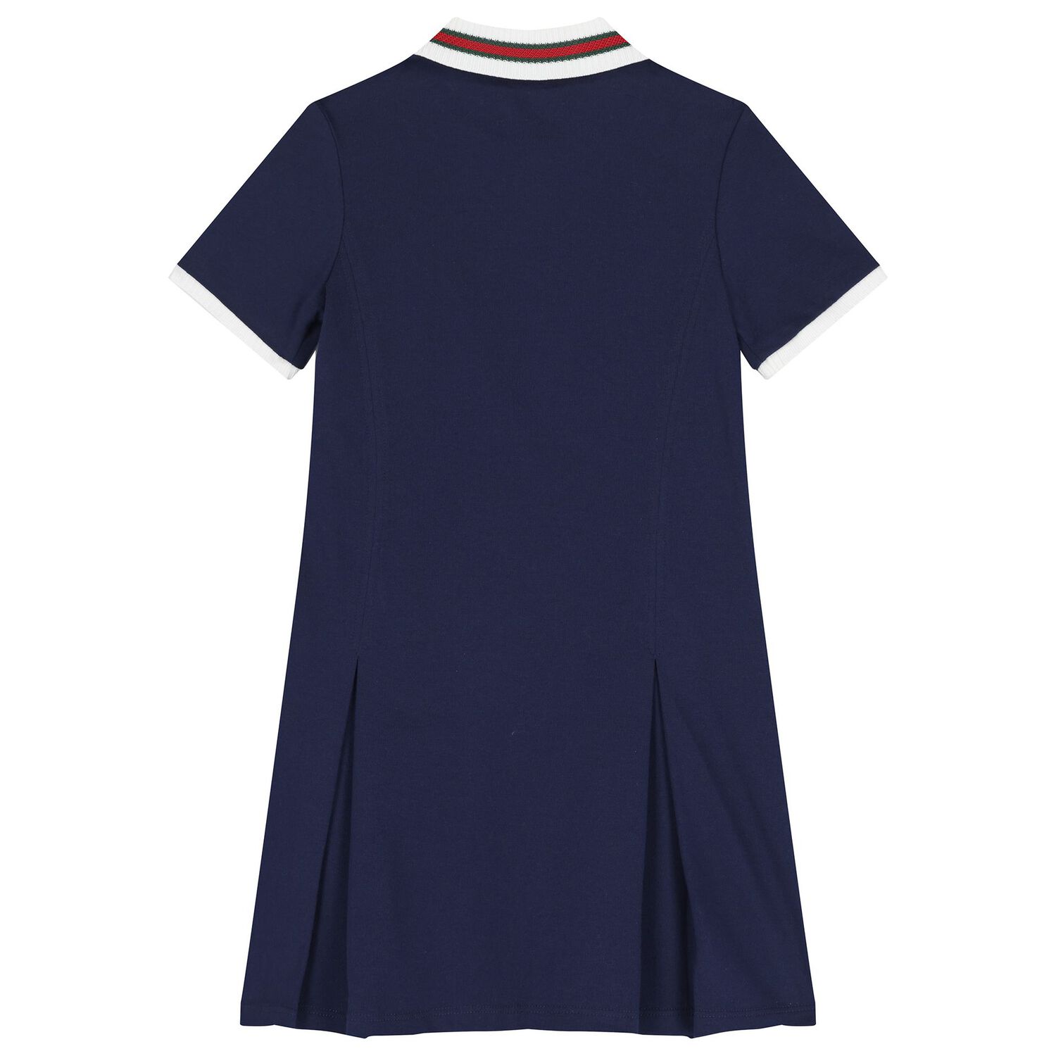 Girls Navy Blue Web Striped Dress, 1, hi-res