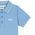 Younger Boys Blue Logo Polo Shirt, 1, hi-res