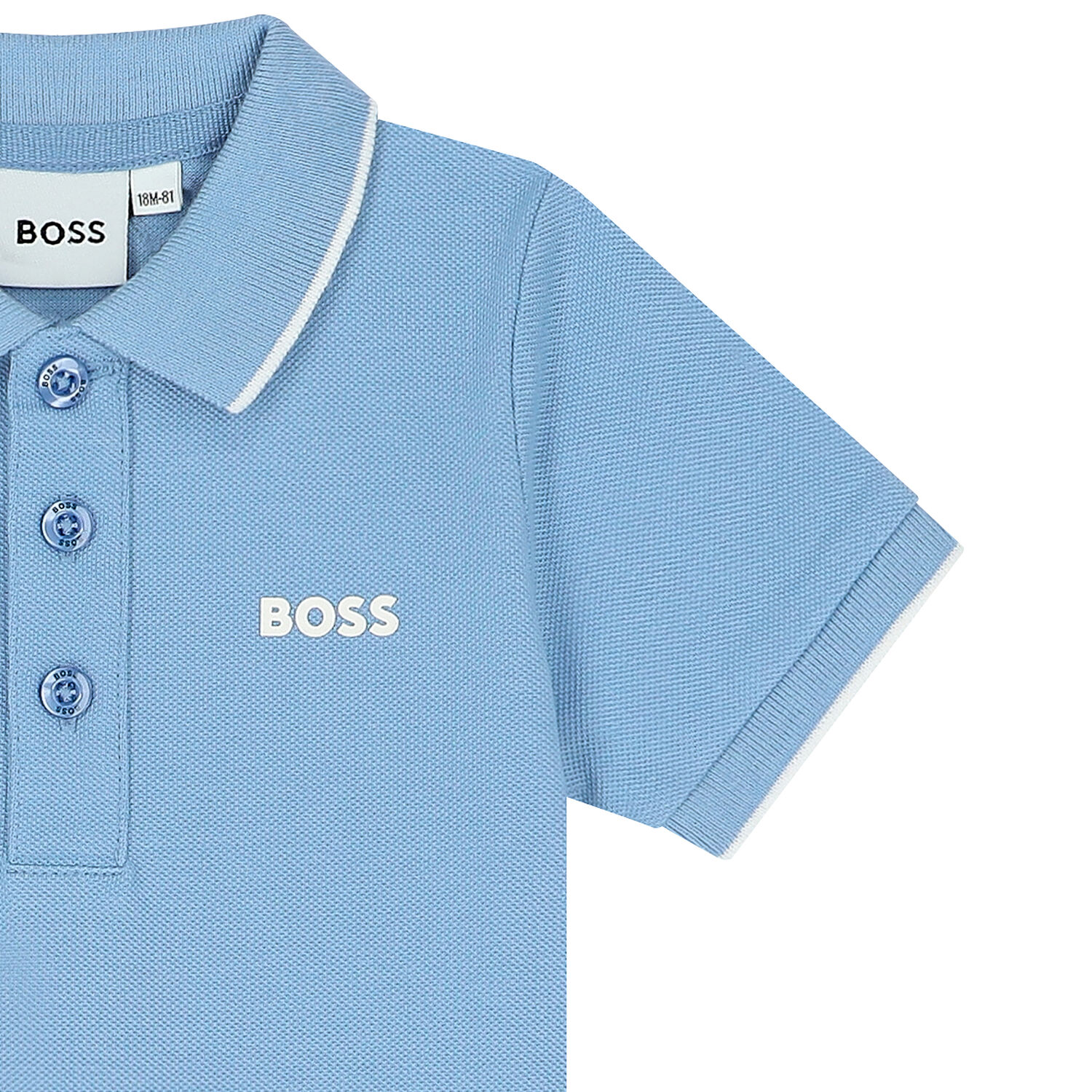 Younger Boys Blue Logo Polo Shirt, 1, hi-res