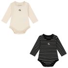 Baby Boys Black & Ivory Bodysuits ( 2 Pack ), 1, hi-res