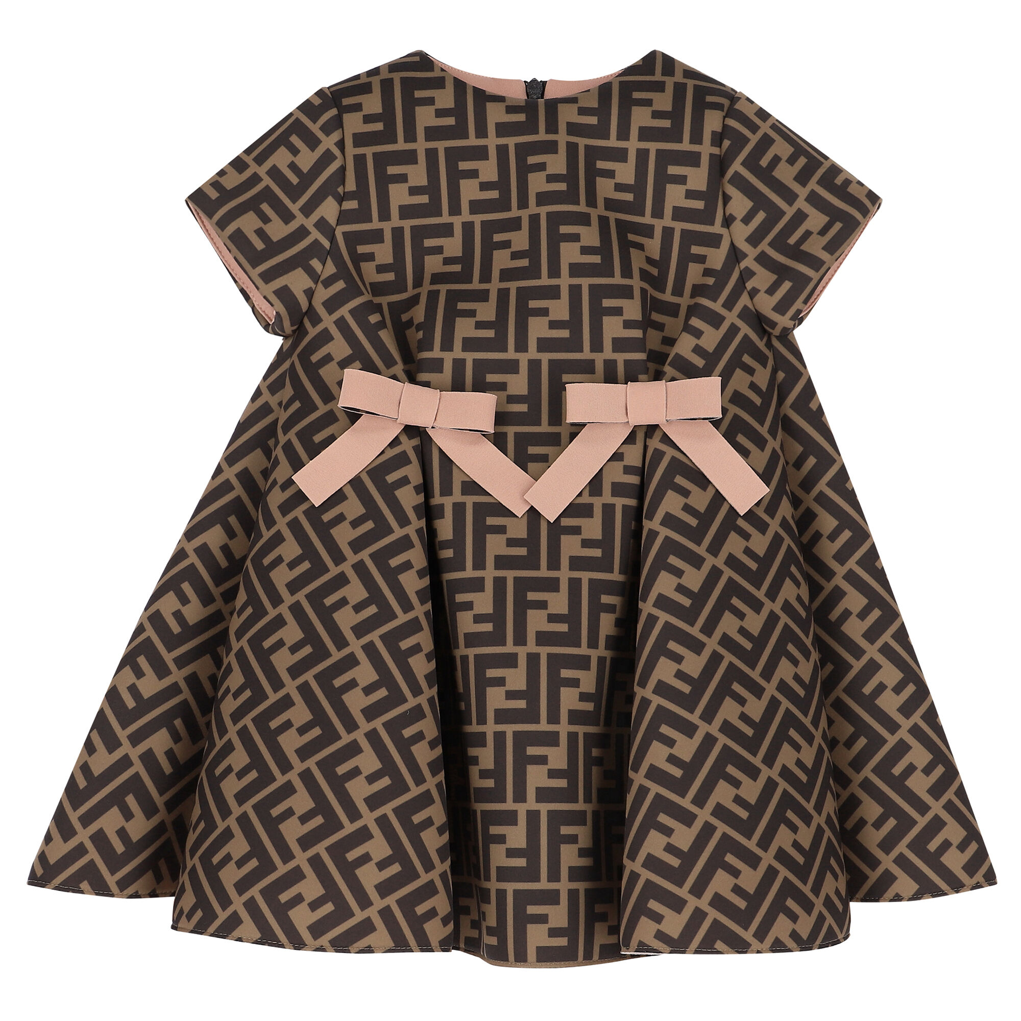 Fendi Baby Girls Beige FF Logo Dress Junior Couture UK