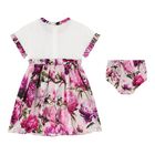 Baby Girls White & Pink Peony Dress Set, 1, hi-res