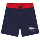 Boys Navy Blue Logo Shorts, 2, hi-res