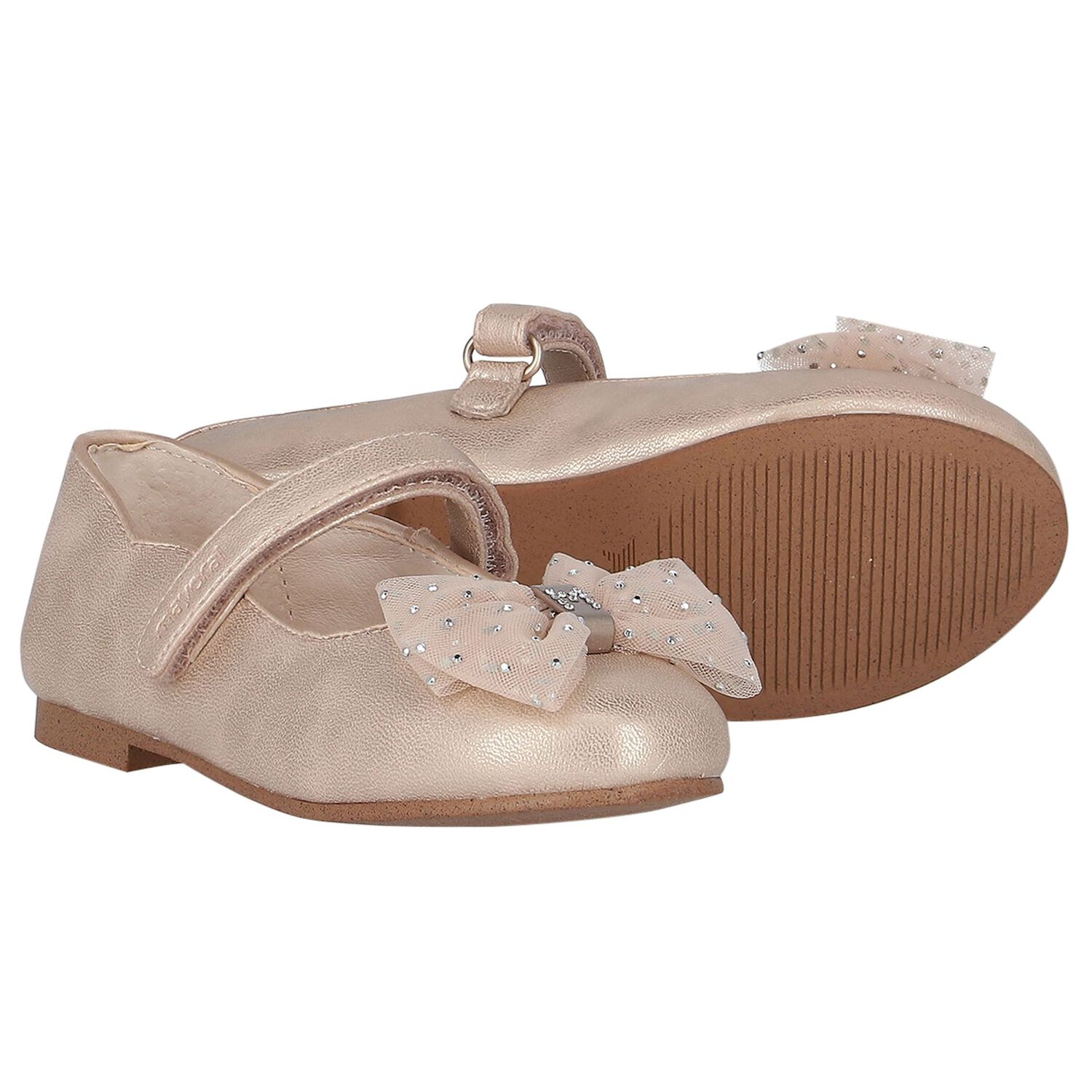 Girls Pink Bow Shoes, 4, hi-res