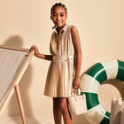 Girls Gold Pleated Dress, 1, hi-res