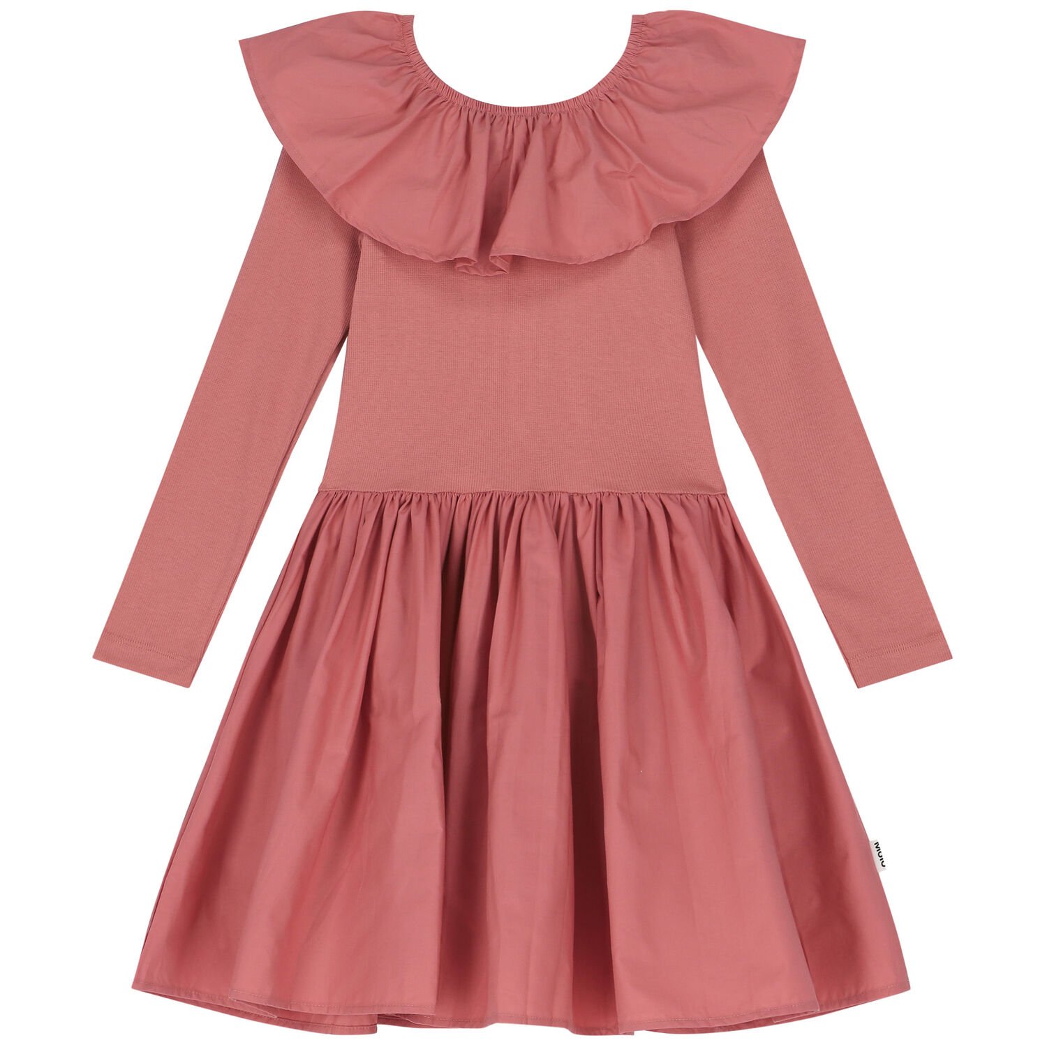 Girls Pink Ruffled Long Sleeve Dress, 4, hi-res