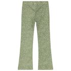 Girls Beige & Green Flower Leggings Set, 2, hi-res