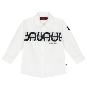 Younger Boys White Logo Shirt