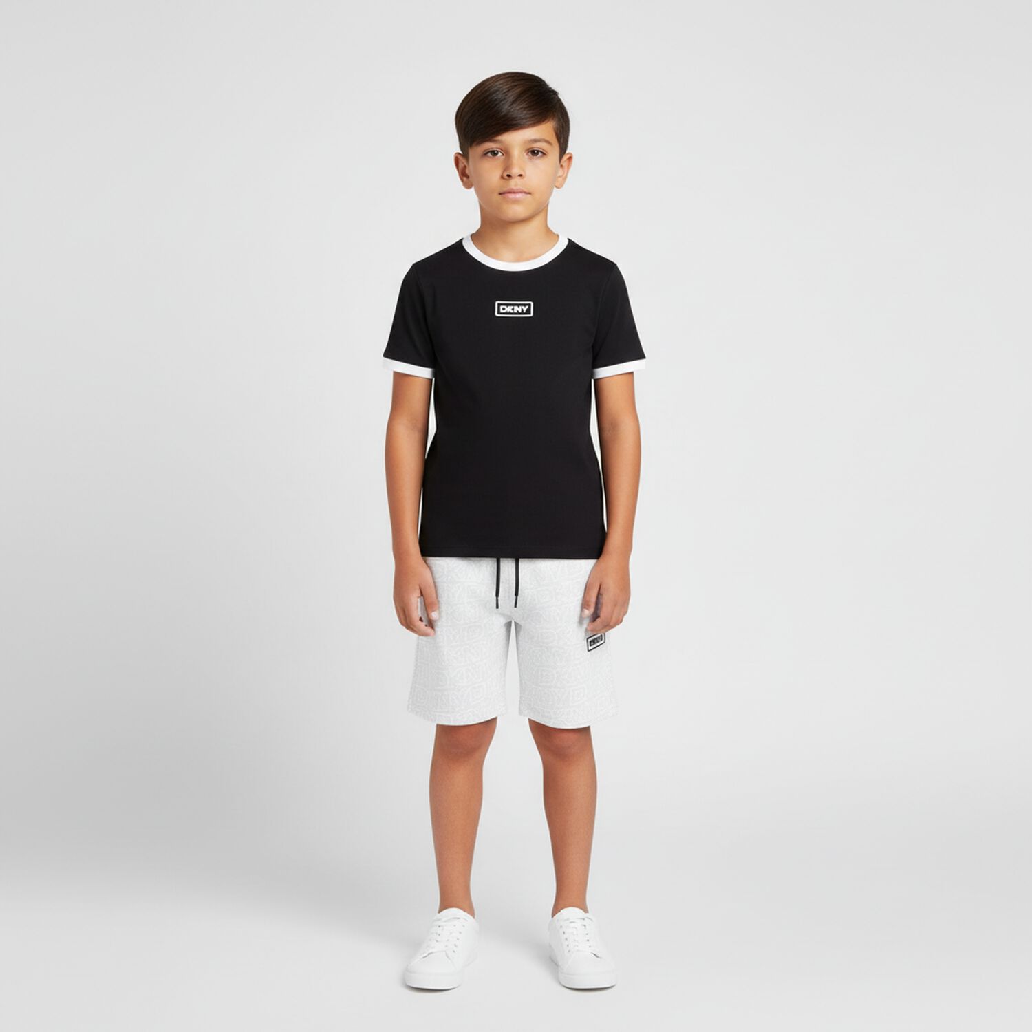 Boys Black & Grey Shorts Set, 1, hi-res