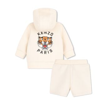 Younger Beige Tiger Logo Shorts Set