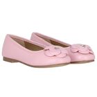 Girls Pink Flower Leather Shoes, 2, hi-res