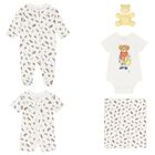 Ivory Cotton Playful Bear Print Baby Gift Set, 1, hi-res
