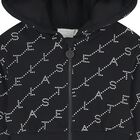 Girls Black Logo Hooded Zip Up Top, 1, hi-res