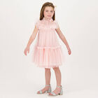 Girls Pink Dotted Tulle Dress, 2, hi-res