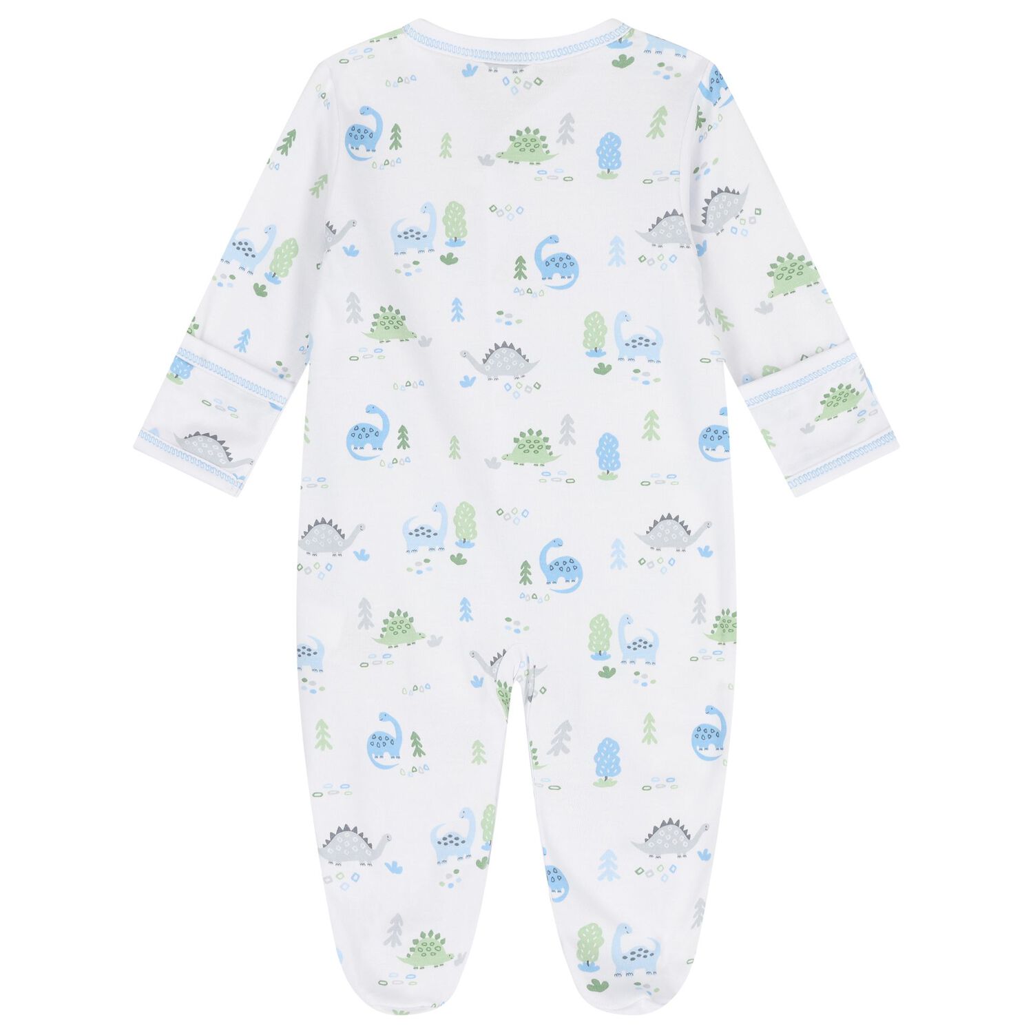 Baby Boys White & Blue Dinosaur Era Babygrow, 1, hi-res image number null