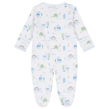 Baby Boys White & Blue Dinosaur Era Babygrow