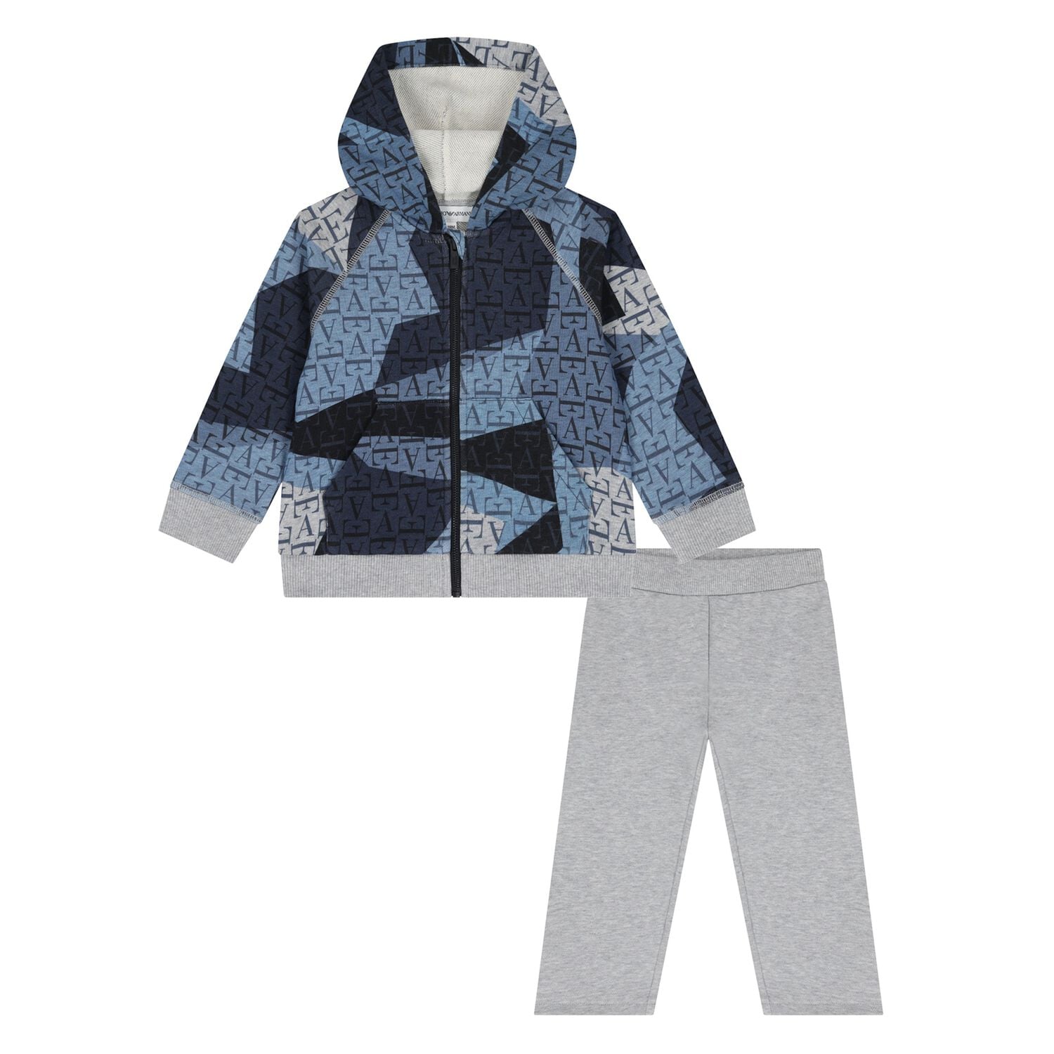 Younger Boys Grey & Blue Logo Tracksuit, 1, hi-res