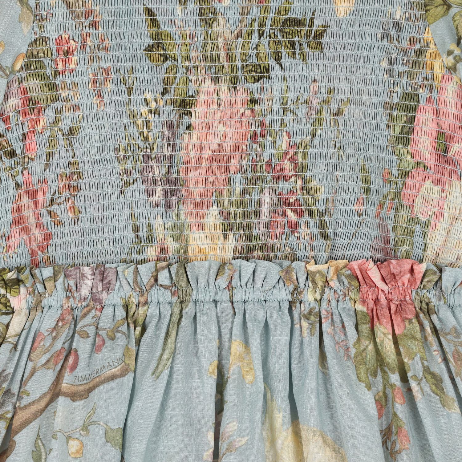 Girls Blue Floral Dress, 1, hi-res