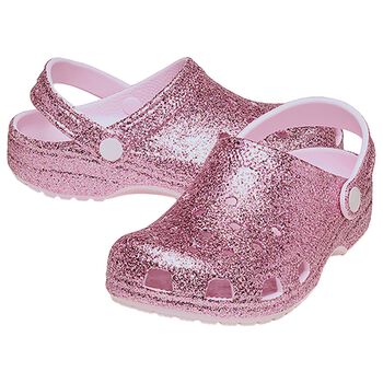 Girls Pink Glitter Classic Clogs Sandals 