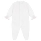 Baby Girls White & Pink Lace Babygrow, 1, hi-res