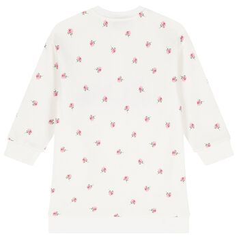 Girls Ivory Floral Logo Dress