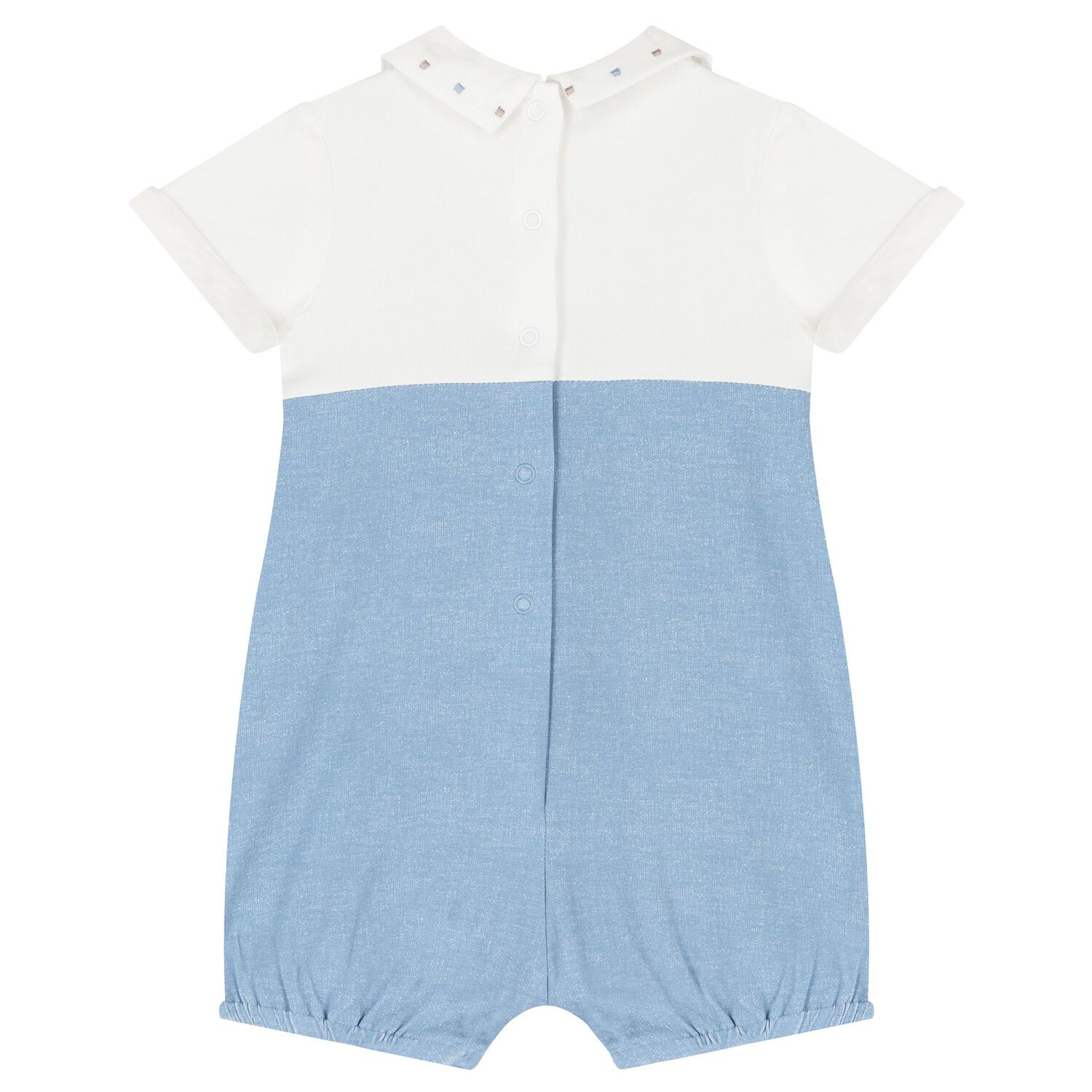 Baby Boys Blue & Ivory Dungaree & Hat Set, 1, hi-res