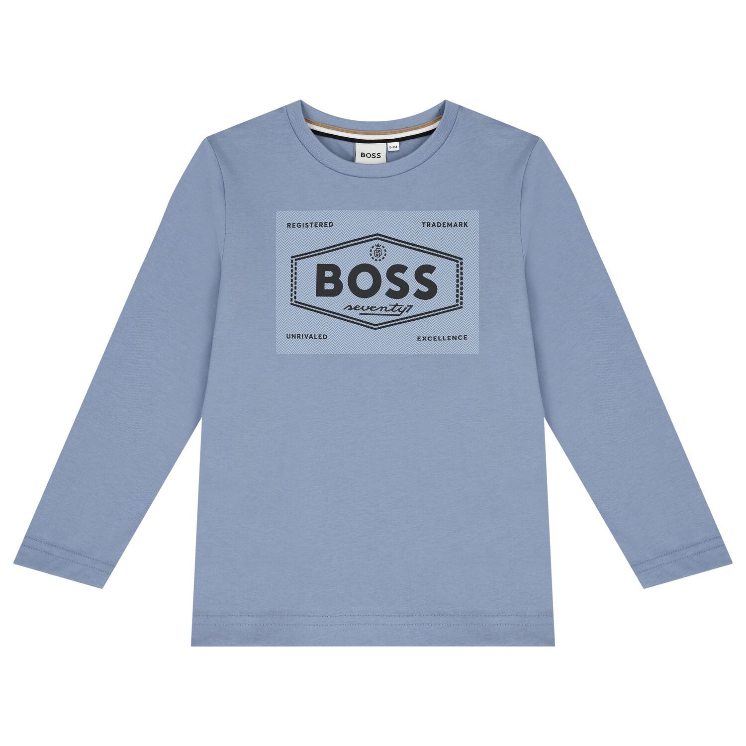 Boys Blue Logo Long Sleeve Top, 1, hi-res