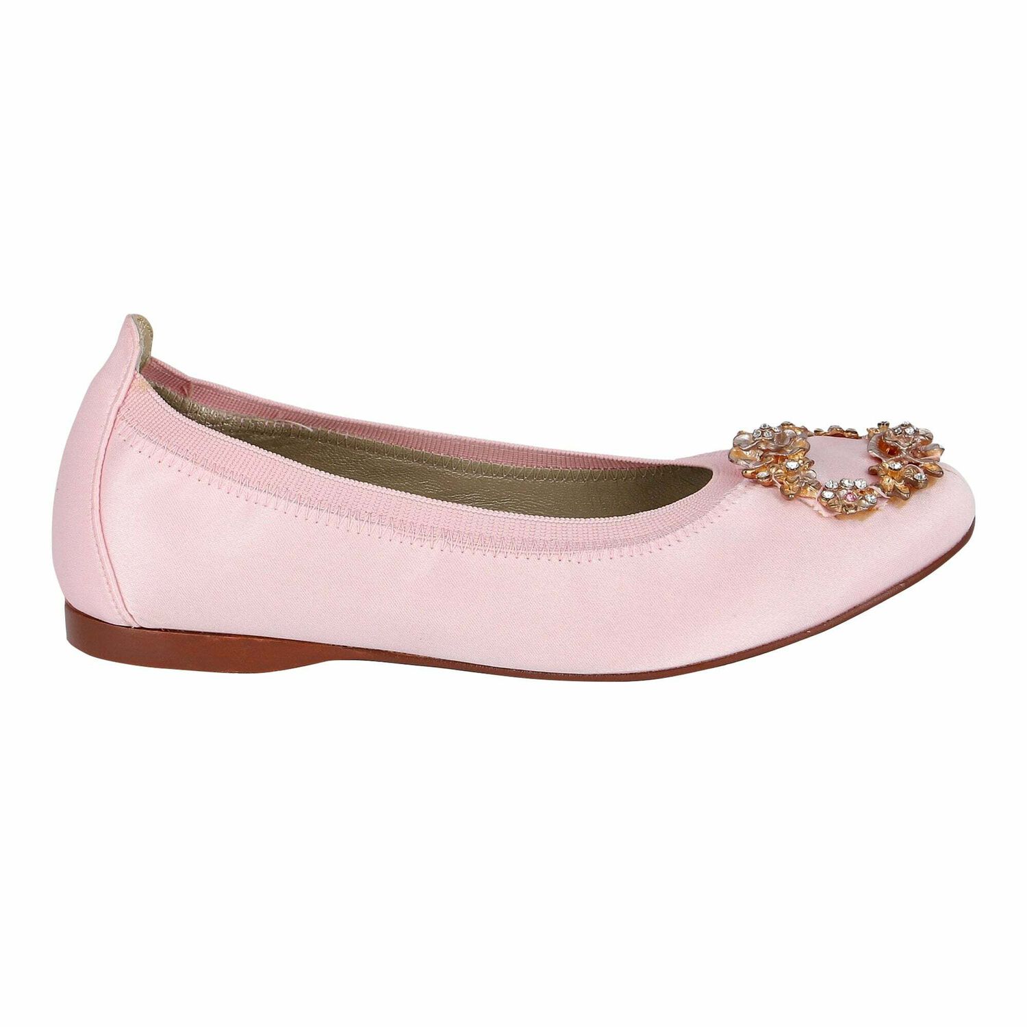 Girls Pink Satin Shoes, 1, hi-res