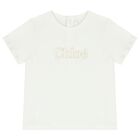 Younger Girls White Logo T-Shirt, 1, hi-res
