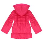 Girls Pink Heart Hooded Puffer Jacket, 1, hi-res