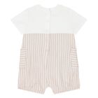 Beige & Ivory Striped Baby Romper Set, 1, hi-res