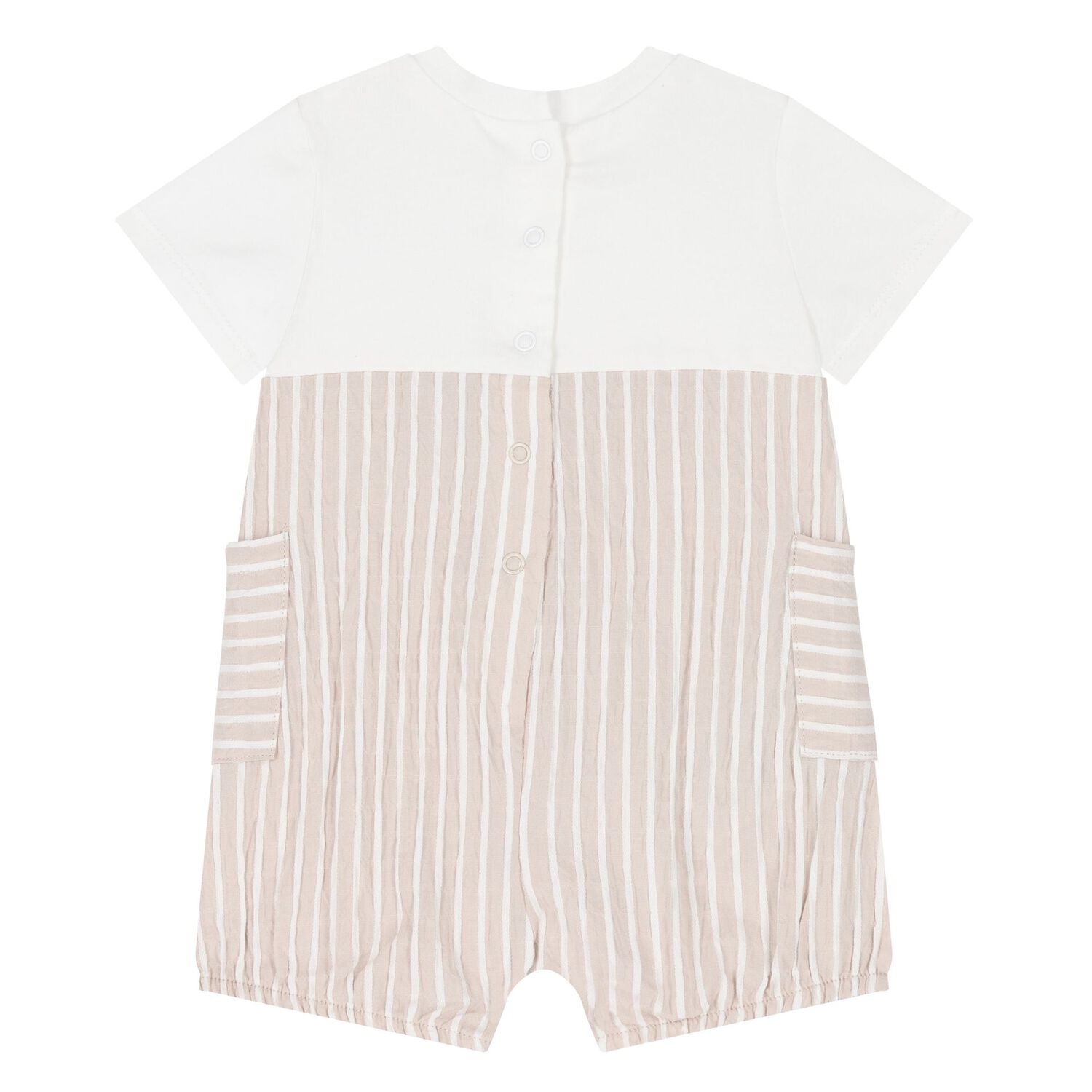 Beige & Ivory Striped Baby Romper Set, 1, hi-res
