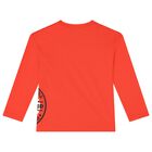 Boys Orange Logo Long Sleeve Top, 2, hi-res