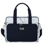 Baby Boys White & Navy Blue Geo Map Changing Bag, 1, hi-res