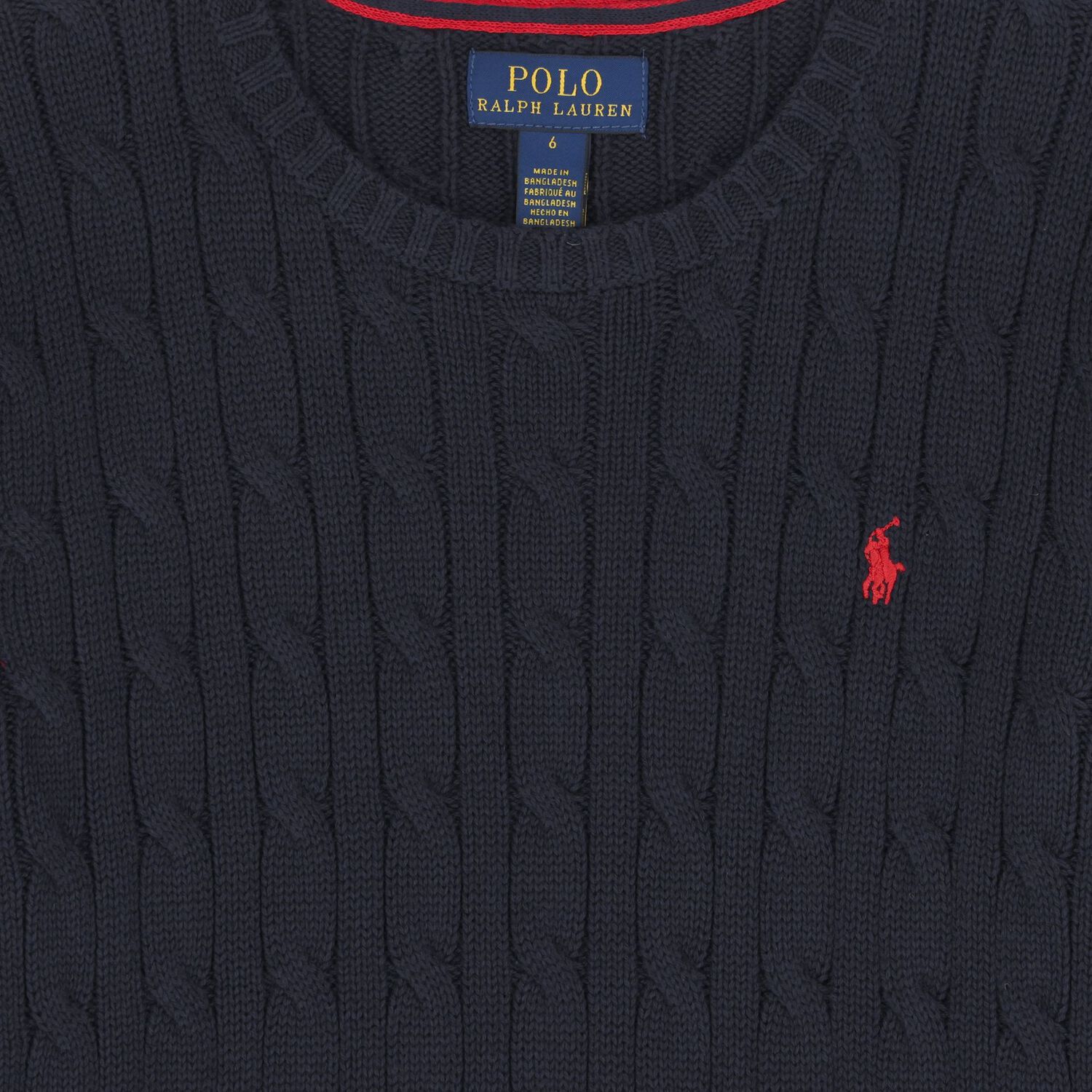 Navy Blue Logo Cable Knit Jumper, 1, hi-res image number null