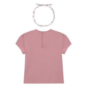 Younger Girls Pink & White T-Shirt & Headband Set