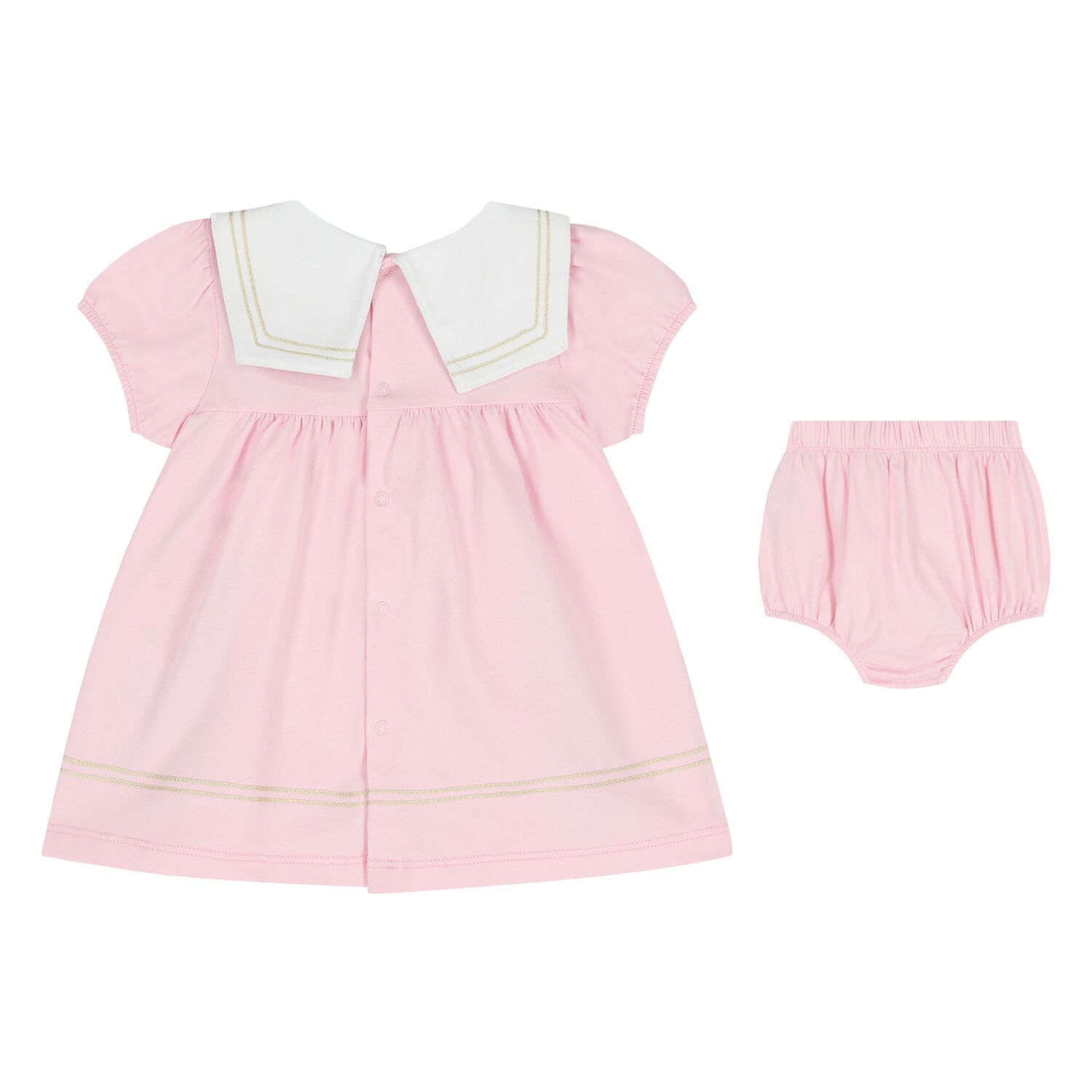 Baby Girls Pink & White Logo Dress Set, 1, hi-res