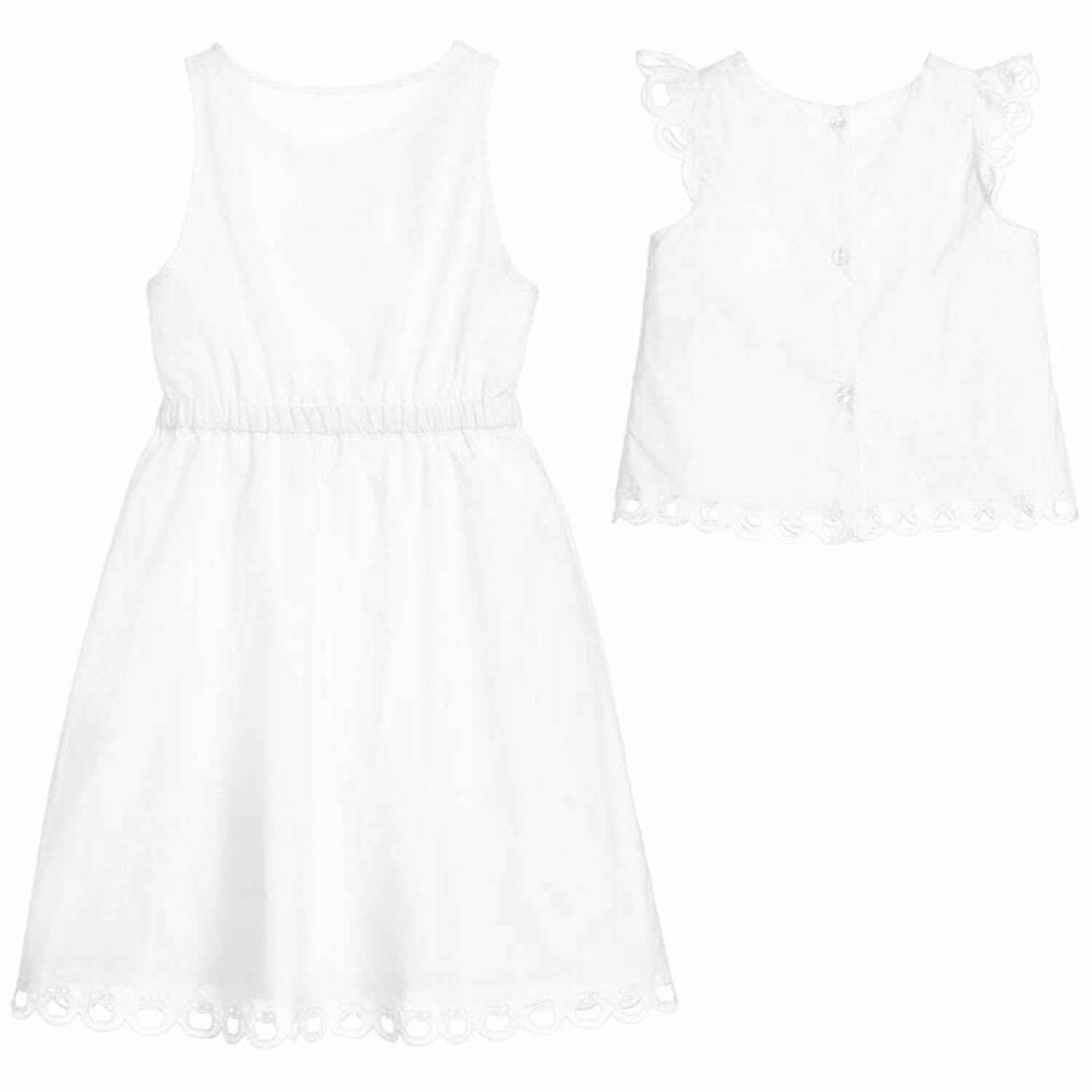 Girls White Ezel Dress, 1, hi-res