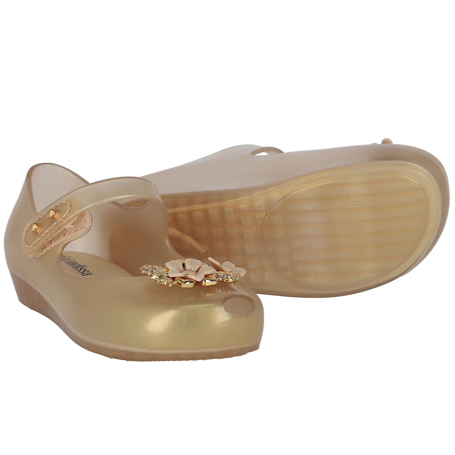 Younger Girls Silver Flower Jelly Shoes, 3, hi-res image number null