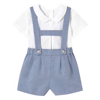 Baby Boys Blue & White Shorts Set