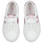 Girls White & Pink Logo Trainers, 1, hi-res