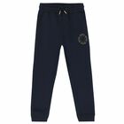 Boys Navy Blue Logo Joggers, 1, hi-res