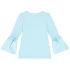 Girls Blue Logo Bow Skirt Set, 2, hi-res