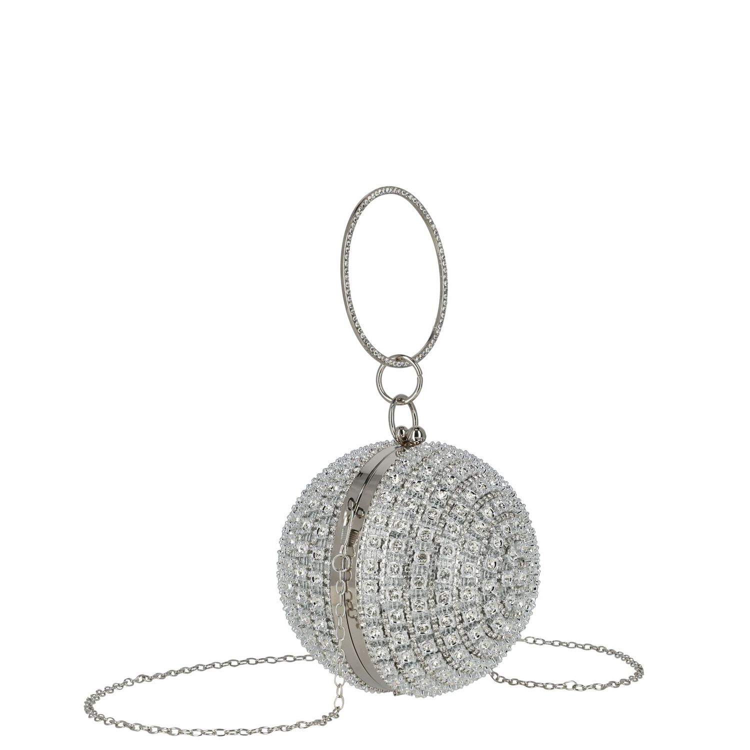 Girls Silver Crystal Handbag, 1, hi-res