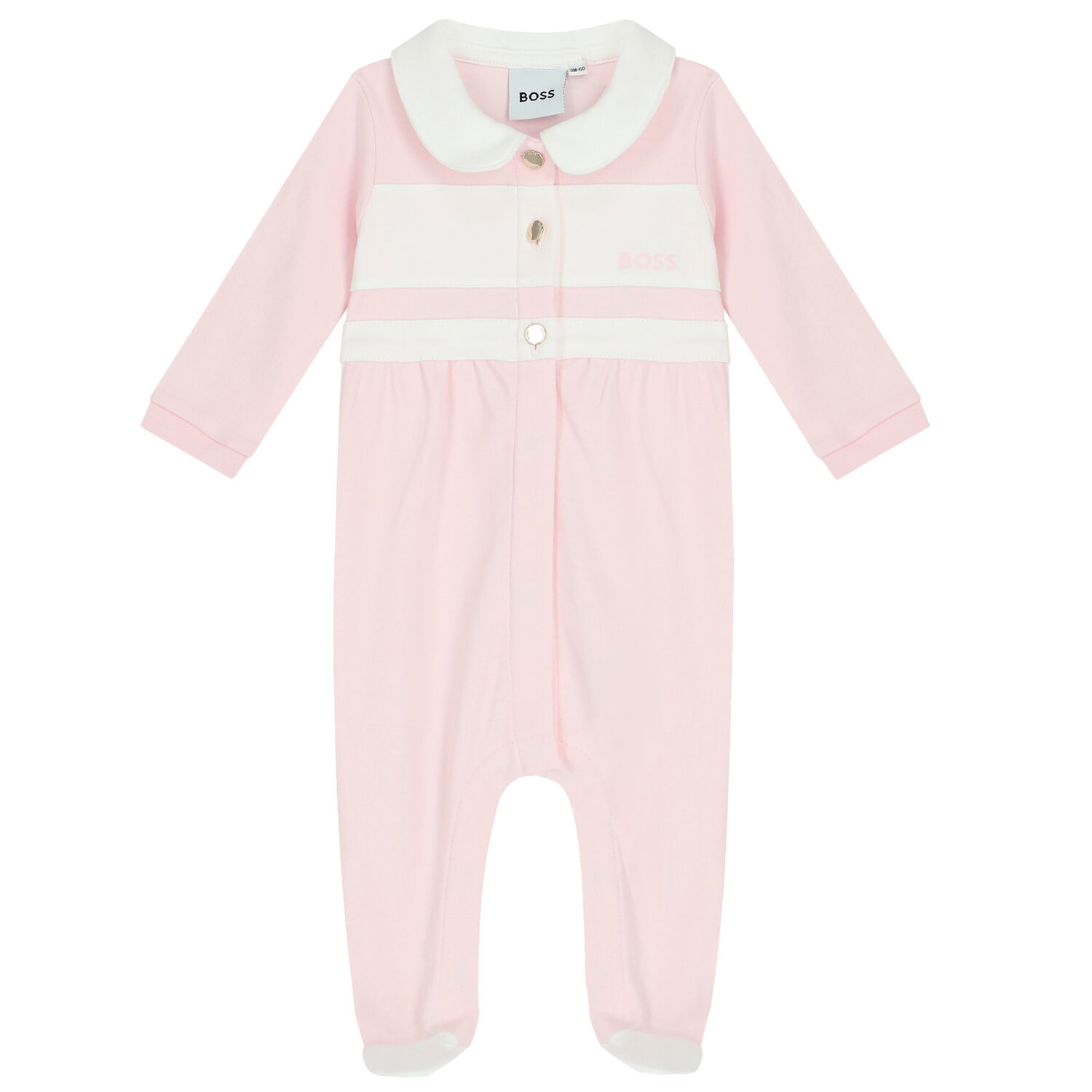 Baby Girls Pink Logo Babygrow, 1, hi-res